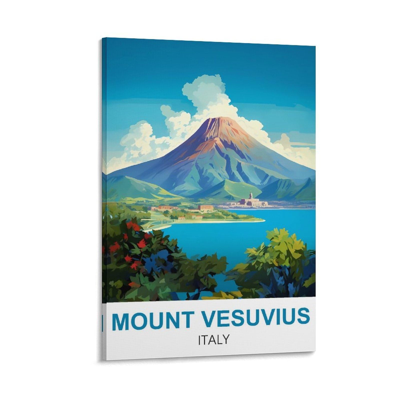 CTZIKWW Mount Vesuvius Italy Vintage Travel Posters 12x18inch(30x45cm) Canvas Art Prints Picture Wall Art Painting