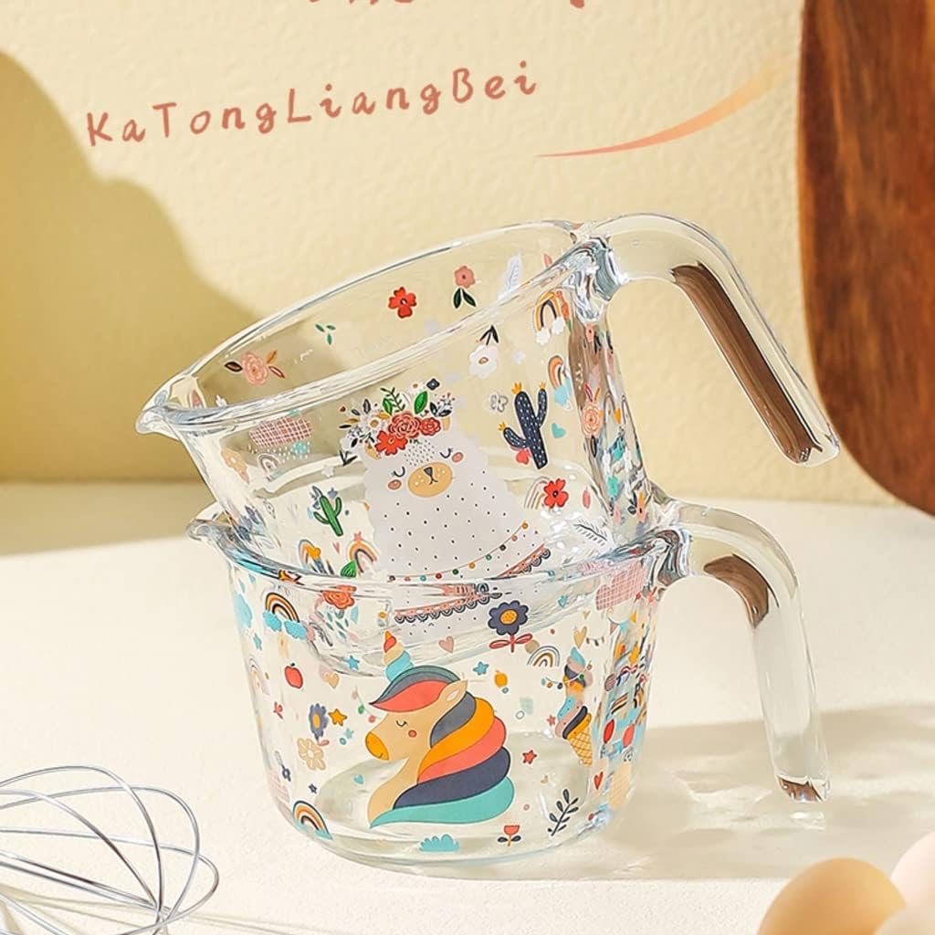 Glass Measuring Cup With Scale Milk Cup High Temperature Resistant Household Kitchen Baking Beaten Egg Cup Measuring Water Cup (Color : D, Size : 500ML)