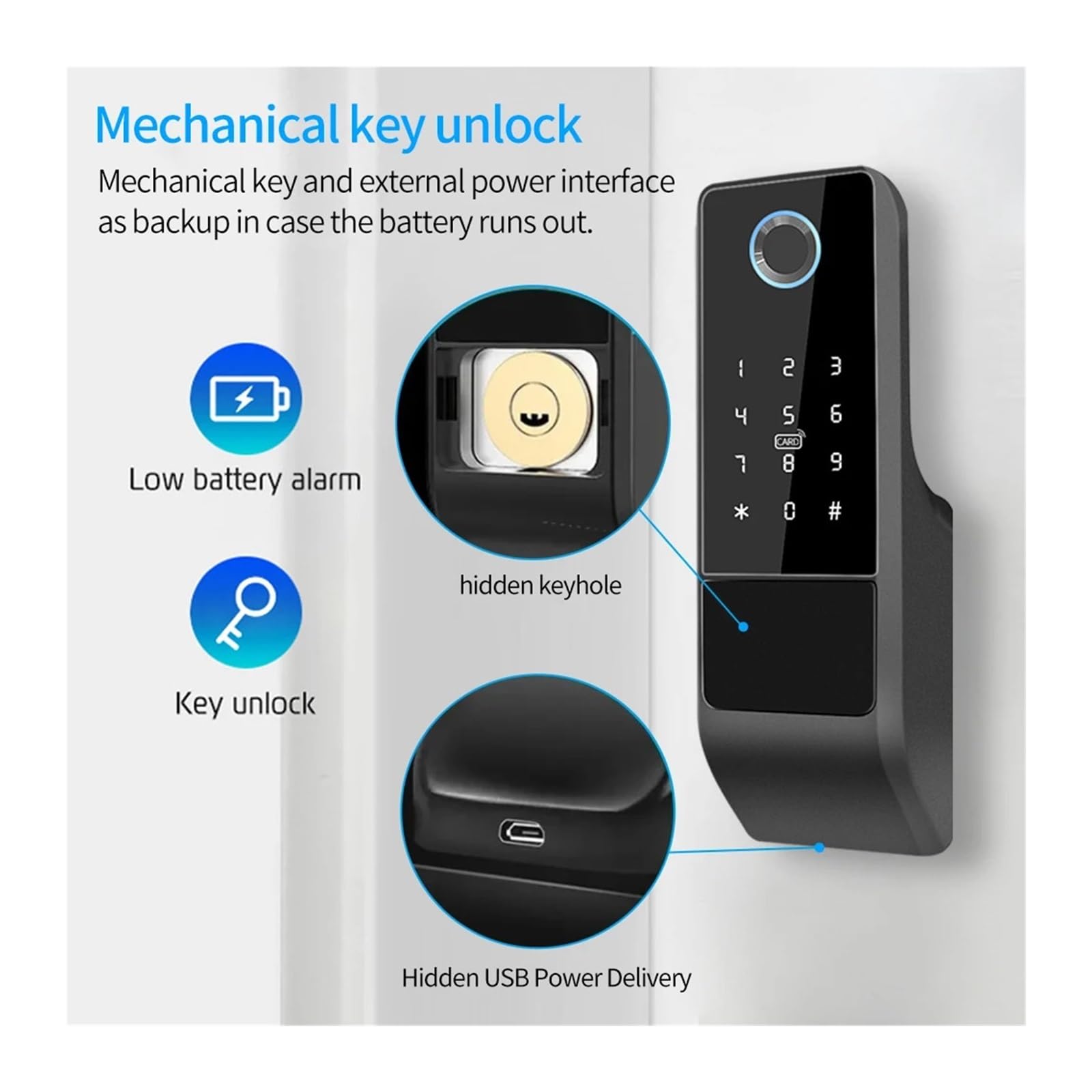Cerradura de Puerta Inteligente TTLock, Resistente al Agua IP65(VD08 no Water)