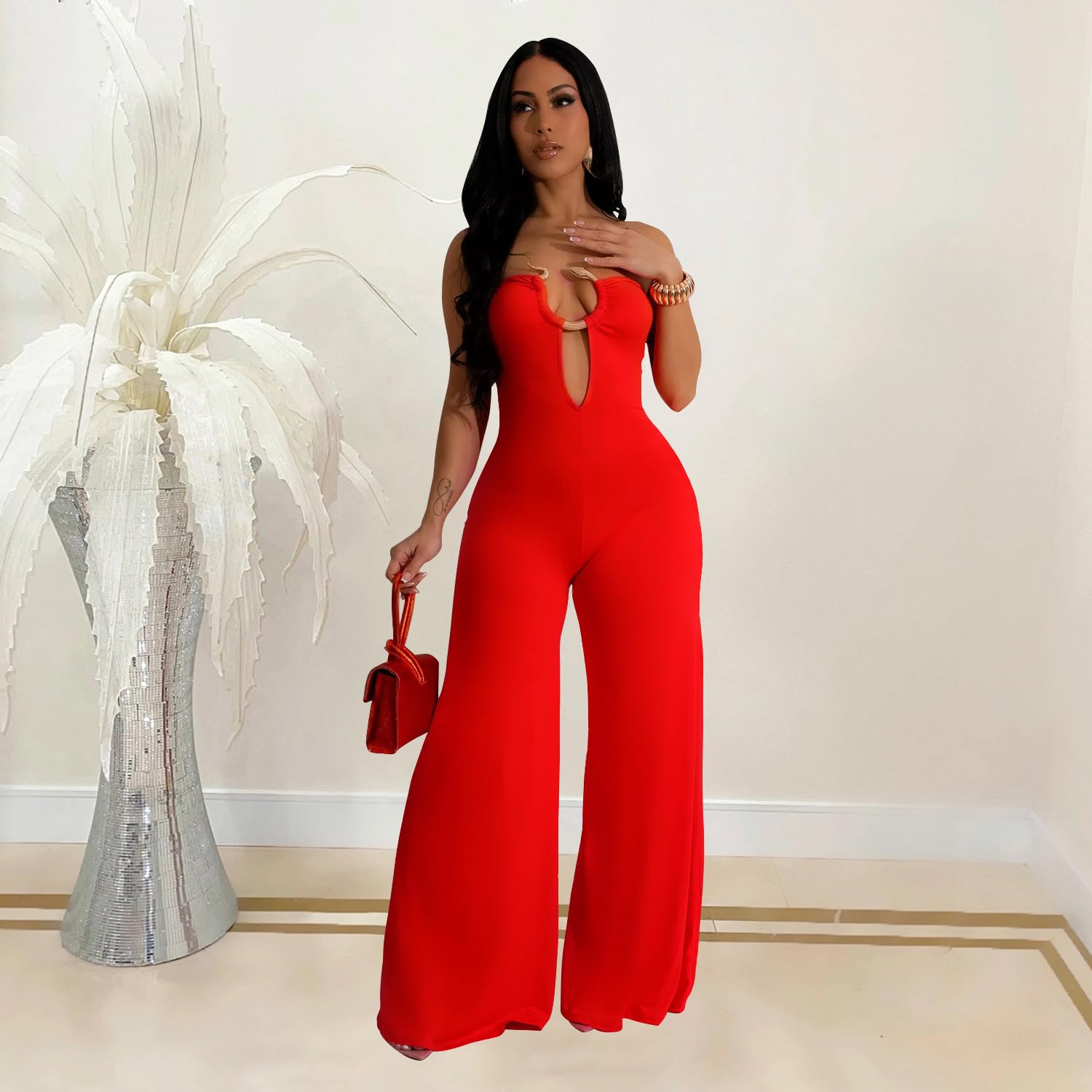 REASERAL Tute sexy da donna serpente senza maniche top pantaloni lunghi tinta unita estate per uscire tute
