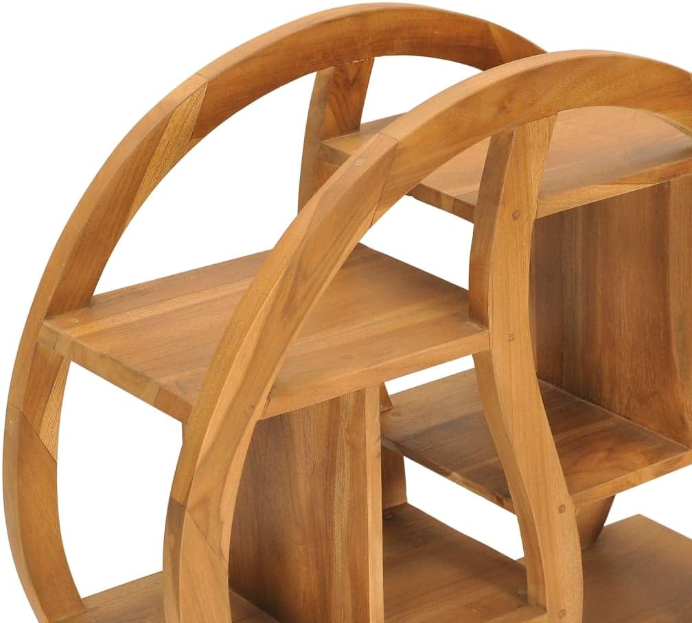 Solid Teak Wood Yin Yang Cabinet with Shelf for Living Room Storage and Display, 4 Drawers and Shelves for Organizing Essentials, Durable Construction and Classic Design