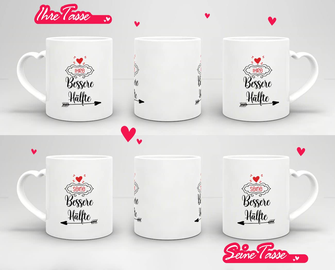 Personalisiertes Partner-Tassen-Set 'Love Forever' – Mit Foto & Namen, 2 Keramiktassen, 300 Ml