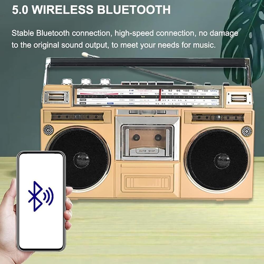 Radio Boombox con lettore CD e cassette, radio FM/DAB+, registrazione USB, Bluetooth, ideale per riunioni di famiglia e viaggi (nero)