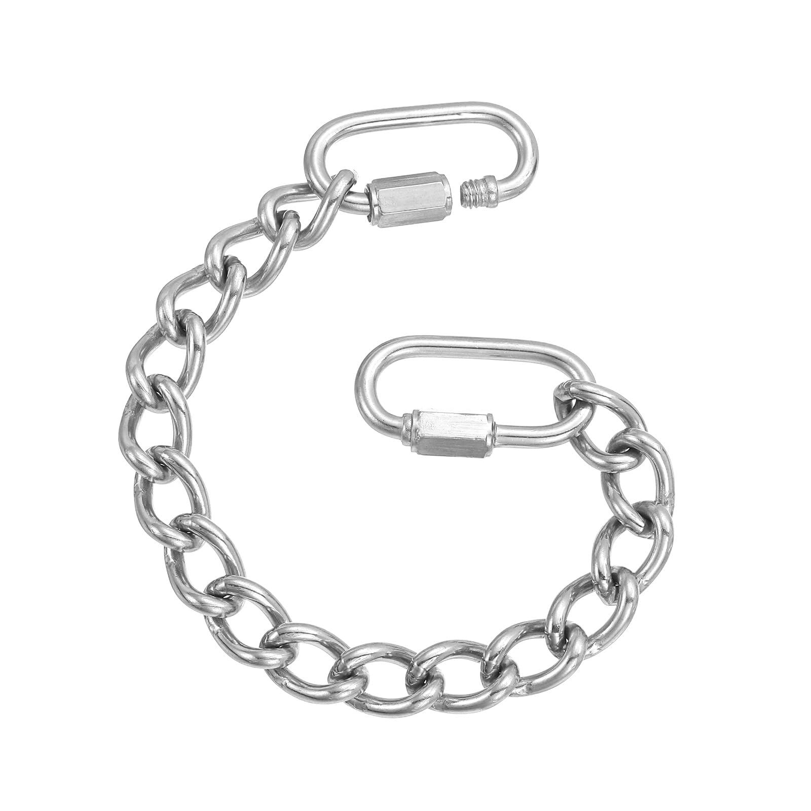PATIKIL Gate Chain Lock, (7.9Inch, Silver) (1 Pcs) 304 Stainless Steel Hanging Chain Lock for Stall Barn/Cabinet/Fence/Hammock/Pet Cages