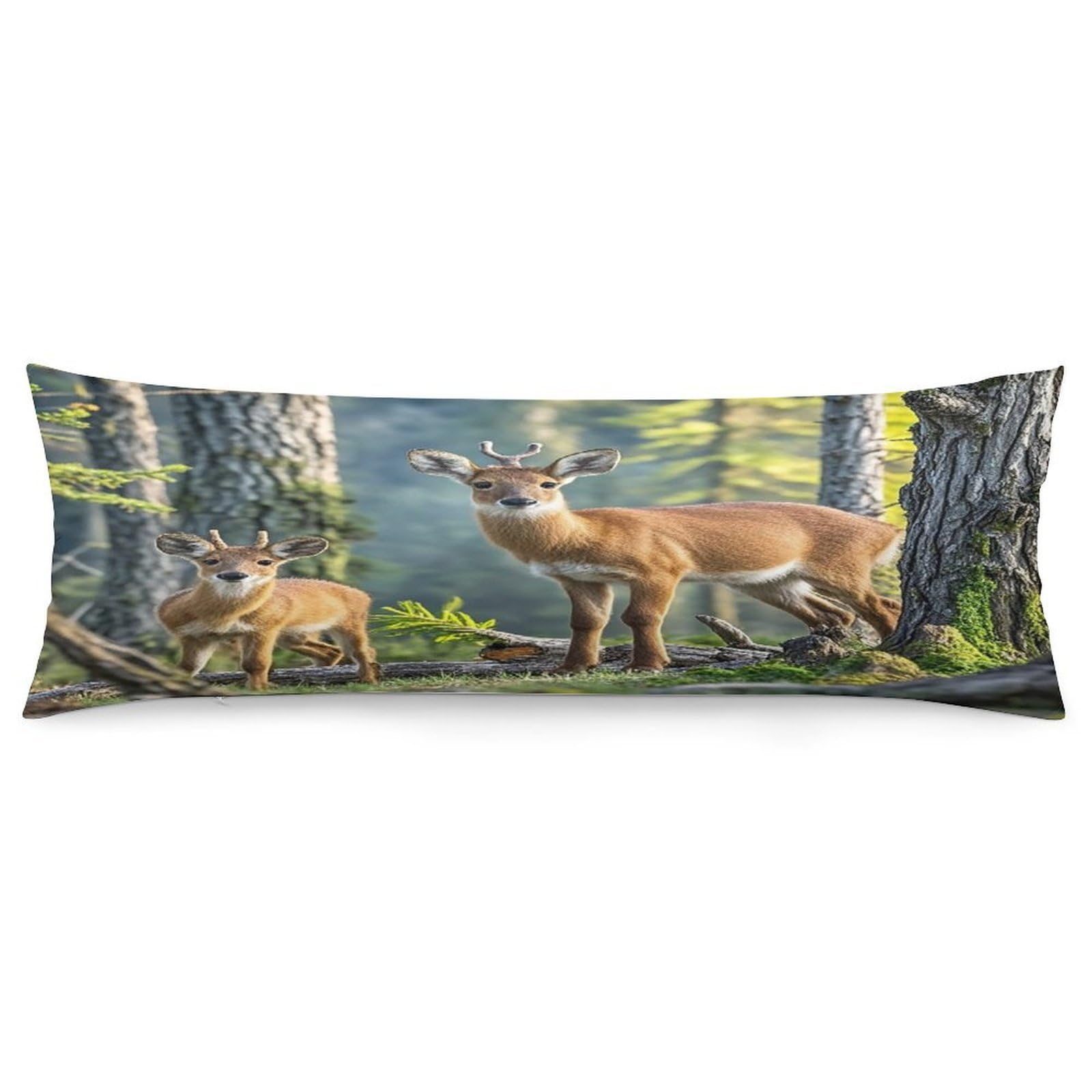 Animals and Woodland Pillowcase Long Body Pillow Cover Soft Decorative Body Pillow Case Breathable Large Pillowcase Cute Cozy Pillow Protector for Bed Sofa Couch Room 18.9 X 53 Inch