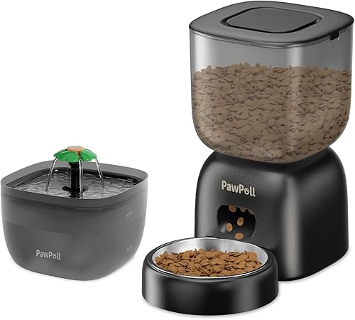 Alimentador automático para gatos y dispensador de agua, dispensador de alimentos secos para mascotas, control de porciones programable, alimentador