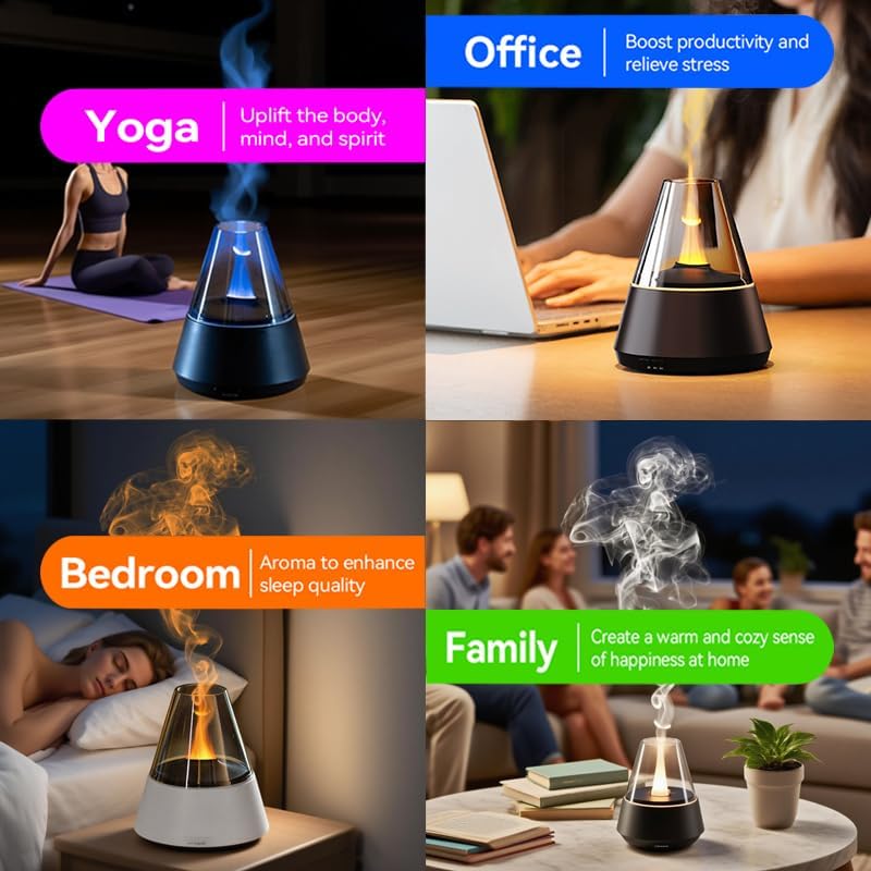 Miniatura 7 de Humidificador de llama, difusor de aroma de llama, humidificador de llama de 4.1 fl oz, difusor de aromaterapia de aceite esencial con luces LED que