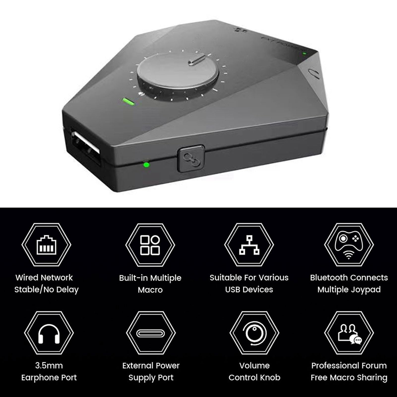 Per Adattatore Pro Per Console di Gioco Conversione Tastiera e Mouse, Connessione di Rete Cablata, Assistenza Macro Completa, Adattatore di Gioco