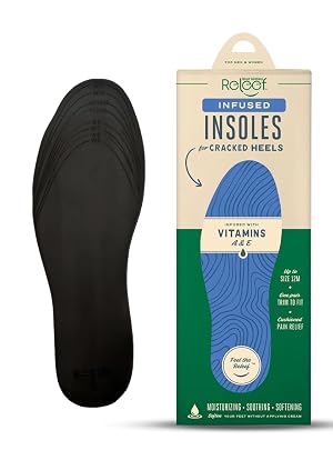 Cracked Heel Relief Infused Insoles for Dry Feet Vitamin A E Infused Moisturizing Shoe Inserts Latex-Free Shock Absorbing