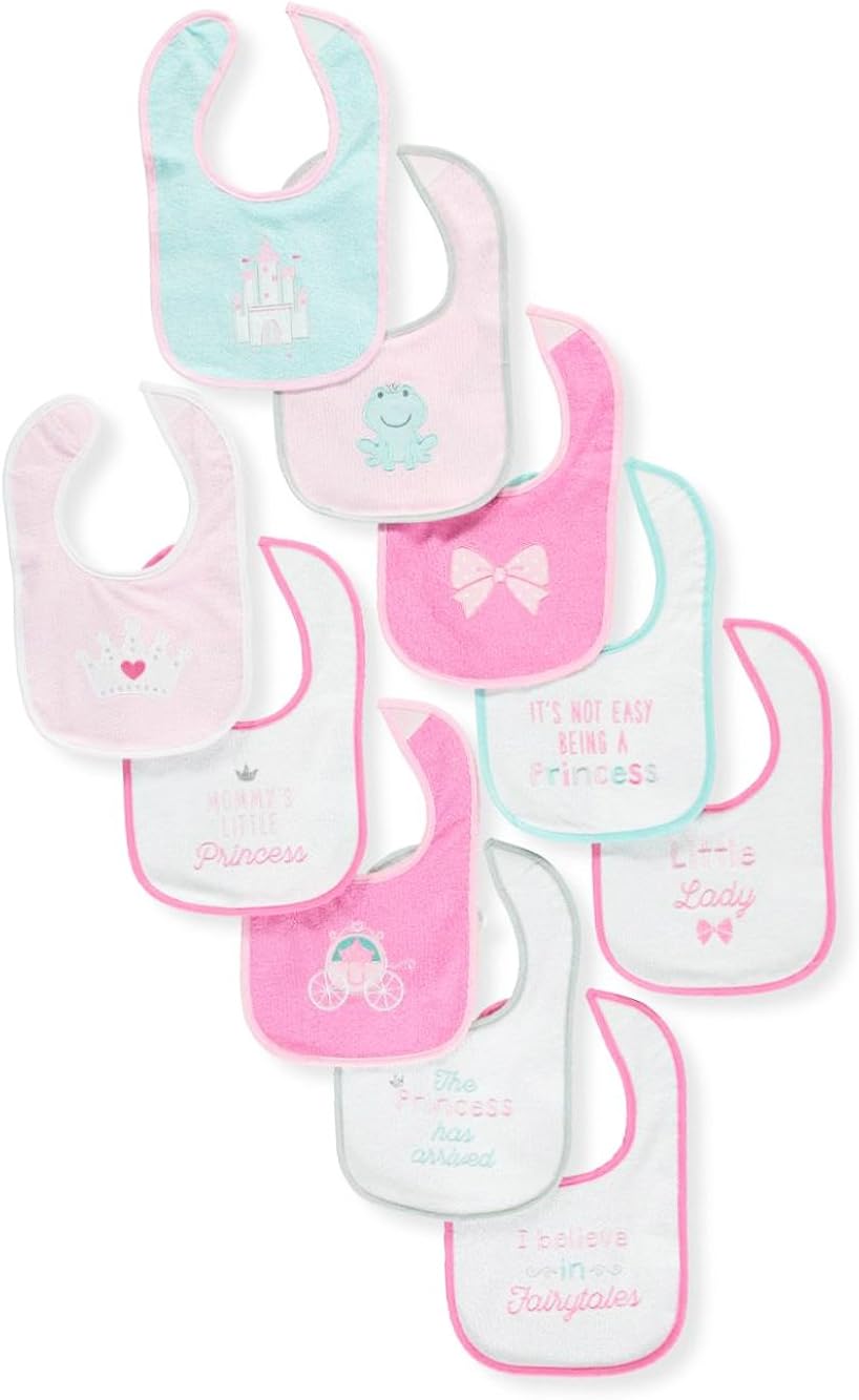 Luvable Friends Unisex Baby Cotton Terry Drooler Bibs with PEVA Back : Baby