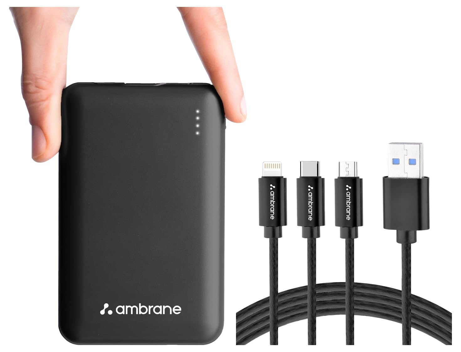 Ambrane 10000mAh Compact Powerbank, 22.5W Fast Chargings (Powerlit, Black) with Ambrane 3 in 1 Mobile Charging Cable (B0CHYRDDLX) Amazon Price History, Amazon Price Tracker