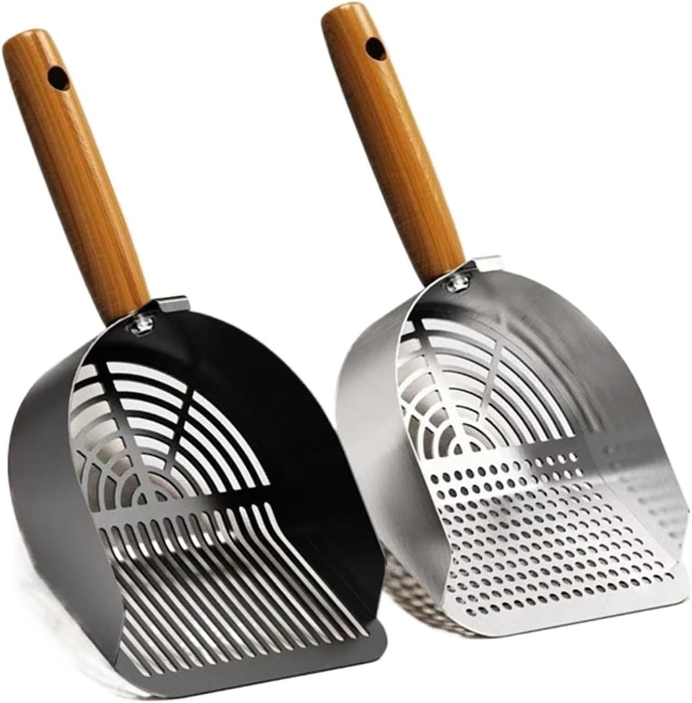 Steel Cat Litter Scoop Long Handle Pet Waste Shovel Cleaning Tool for Litter Box Cats Supplies(2pc as Shown)