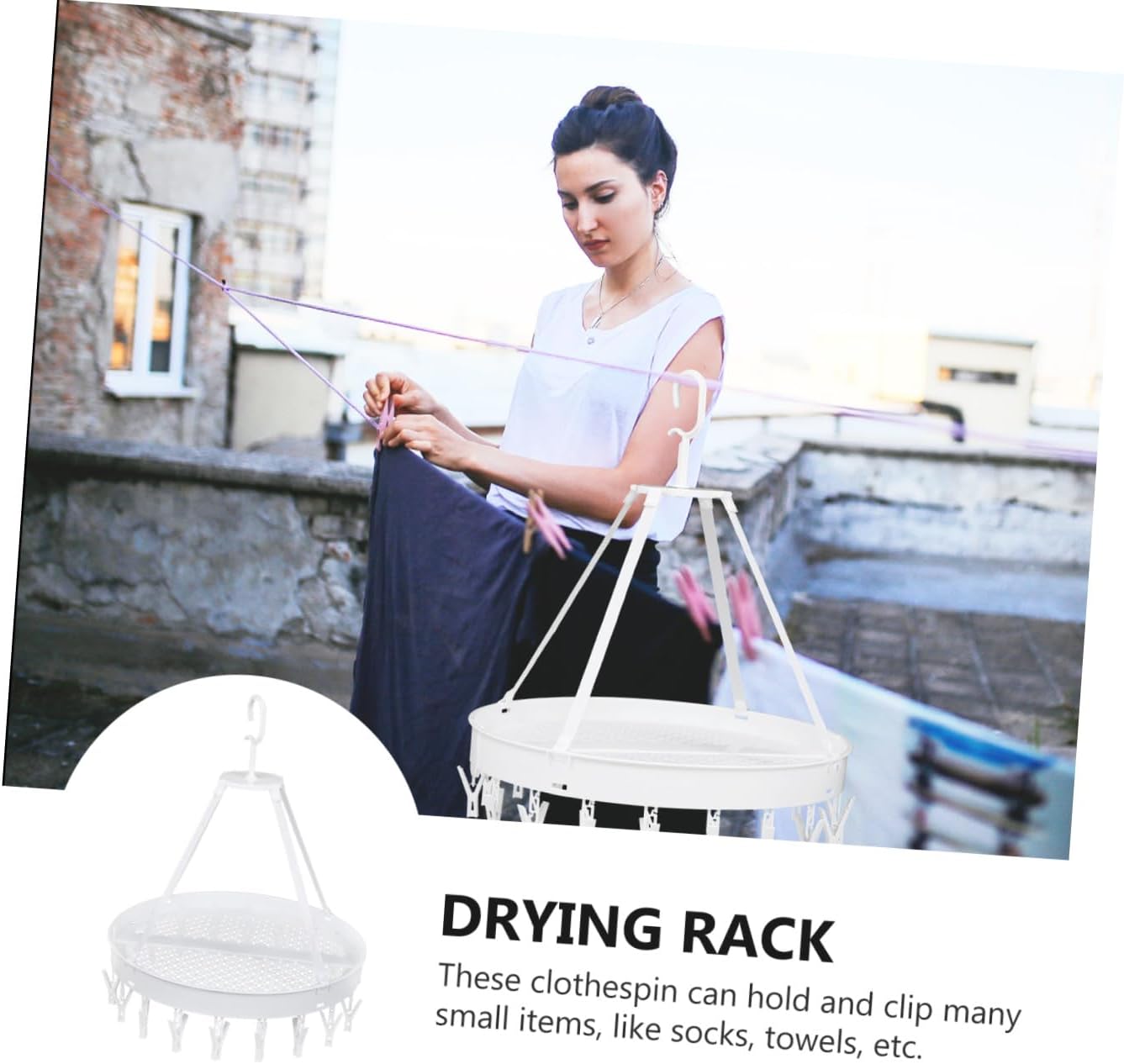 Foldable Multipurpose Clothes Drying Hanger Rack White Single-Layer Underwear Socks Bras Towels Holder for Balcony Windproof Indoor Laundry