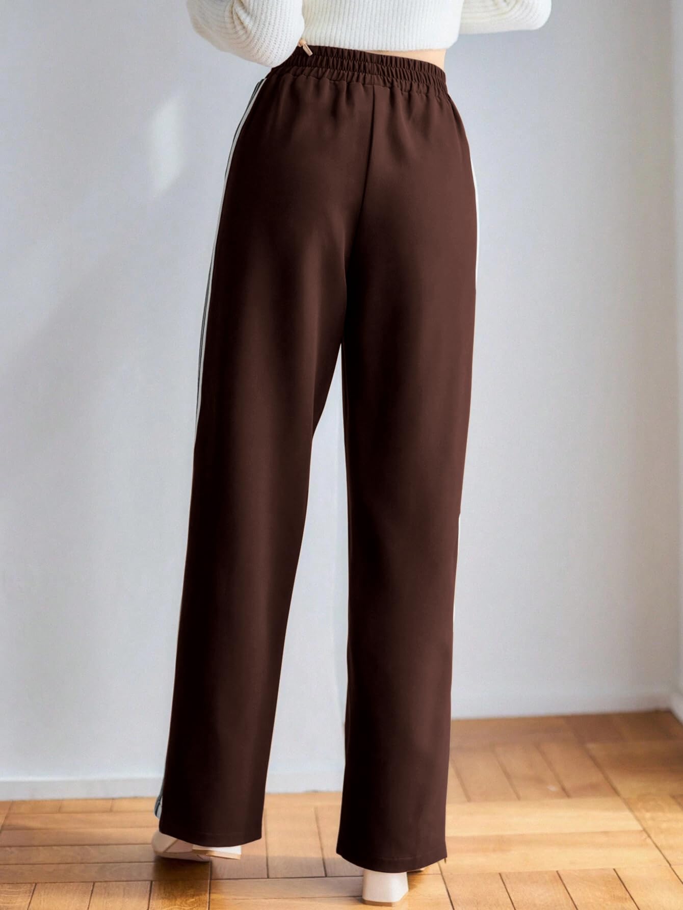 GRECIILOOKS Pantalones deportivos de estilo coreano para mujer, cintura alta, eventos universitarios casuales (tallas grandes disponibles)