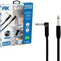 Cabo P10 + P10 90° Mono 100% Cobre Para Instrumentos 3 Metros