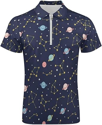 Mens Polo Shirts Performance Moisture Wicking Mens Golf Shirt Fashion Print Dry Fit Golf Shirts Short Sleeve
