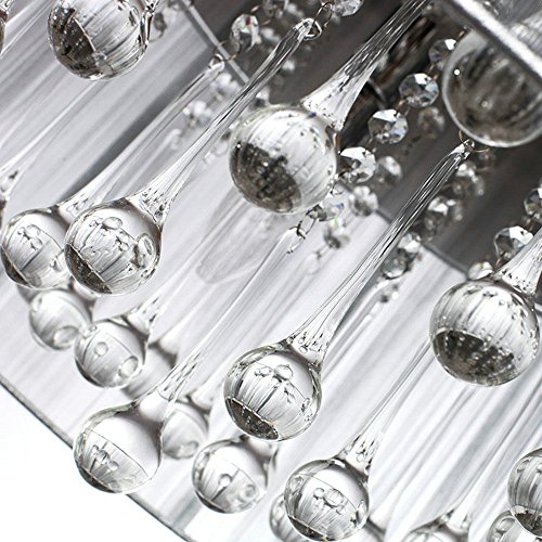 F FEEKENBU Raindrop Crystal Drum Chandelier, Glam Bedroom Pendant Chandelier Lighting, Foyer Closet Modern Hanging Chandelier, Entryway Pendant Chandelier with Fabric Lamp Shade