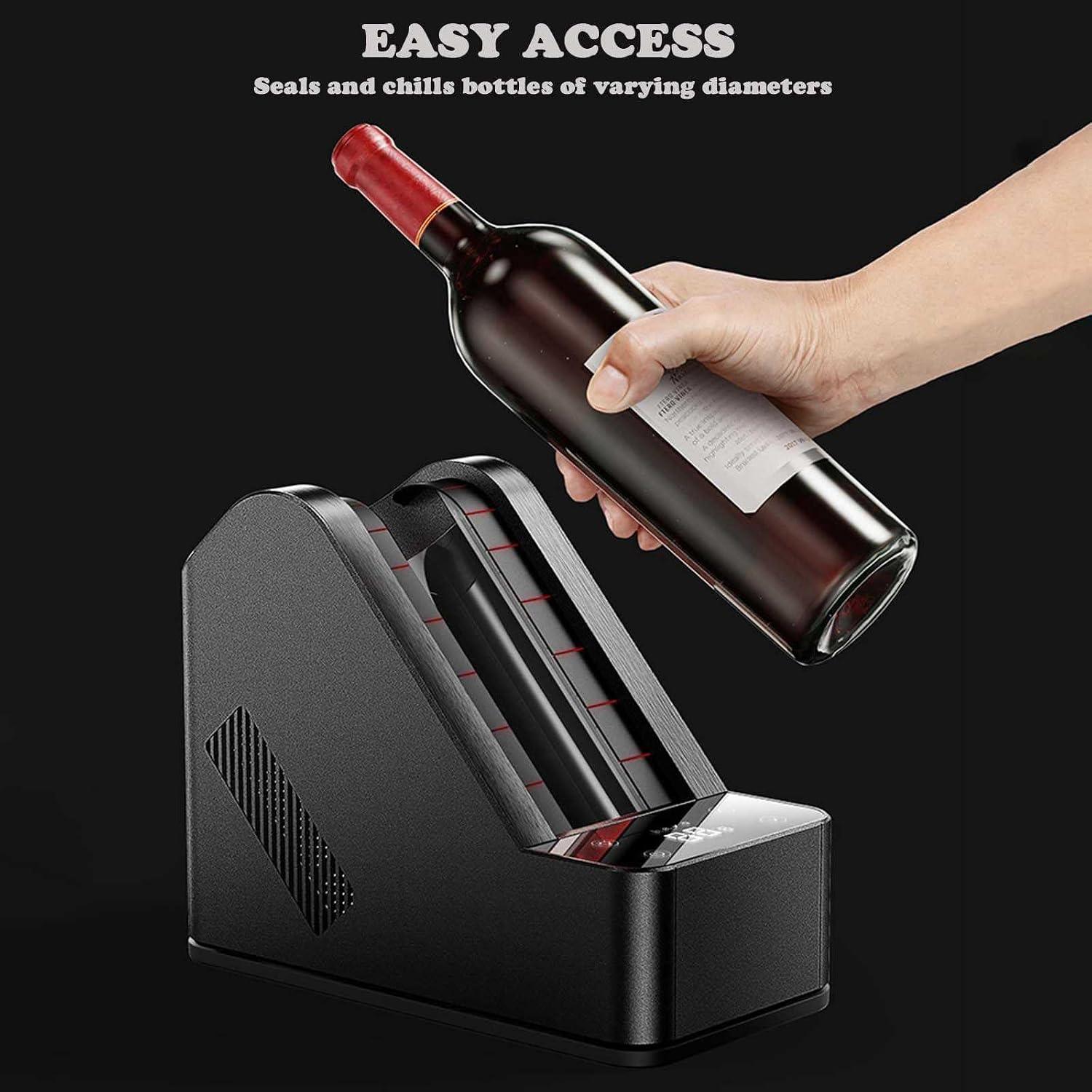 Smart Wine Chiller with LCD Display, Wine Chillers for Bottles 0-20℃ Temp Control, 96mm Diameter Wine Bottle Cooler Fast Cooling for Home, Car, Restaurants or RV