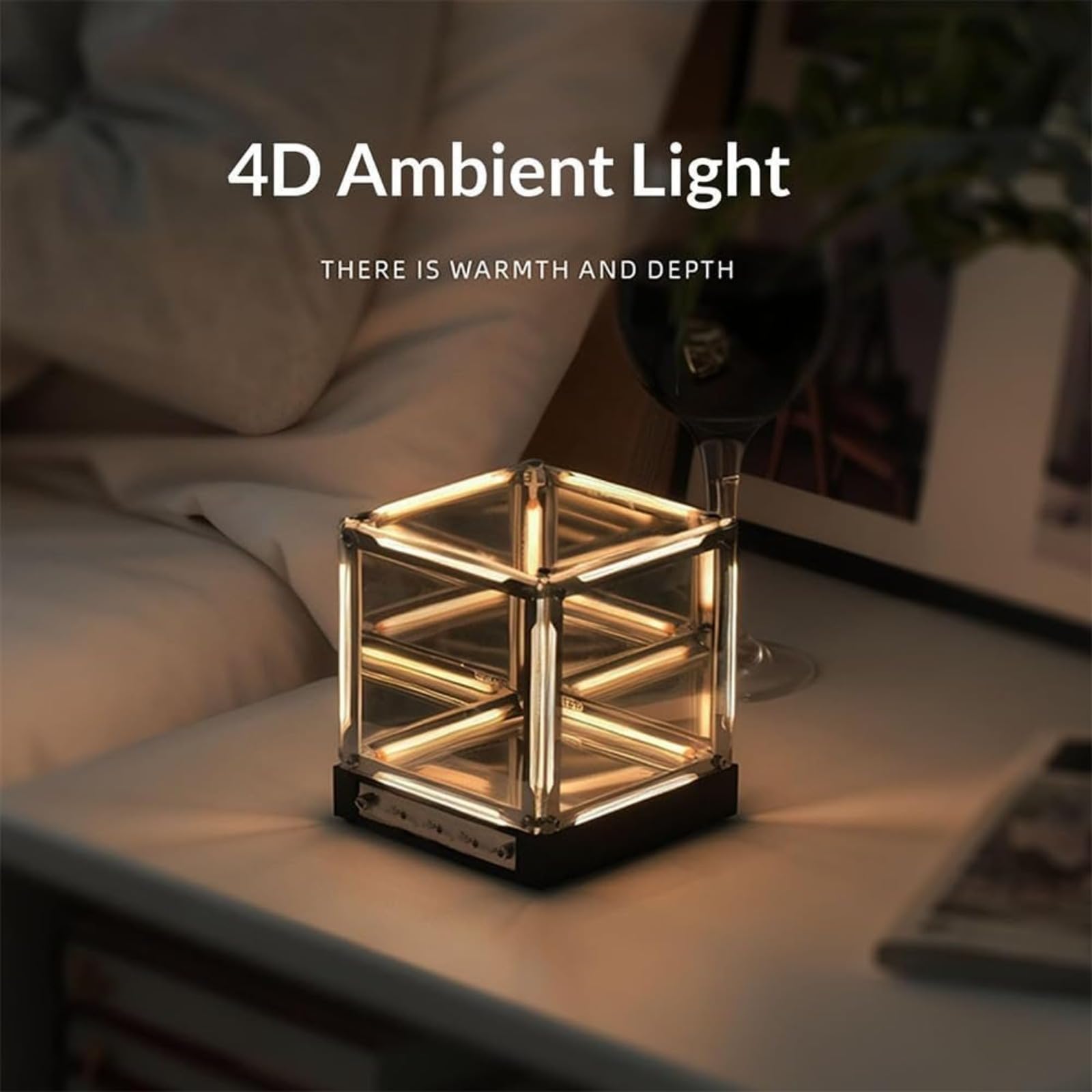 Lampada Infinity Mirror 4D Cubo Abyss Luce Notturna LED, Ricaricabile USB-C con Controllo Touch Dimmerabile, Luce Atmosfera da Scrivania Futuristica per Gaming Room Camera da Letto Comodino Regalo Gam