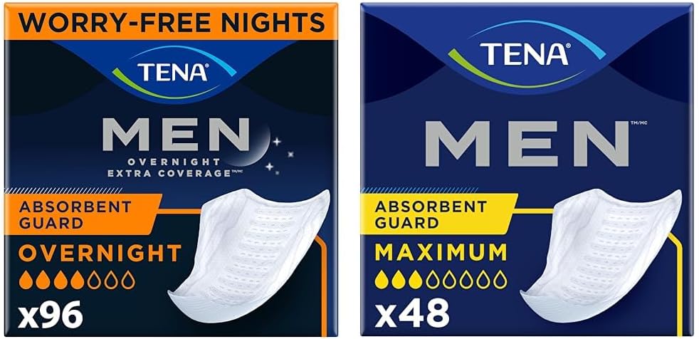 TENA Incontinence Guards for Men, Super & Maximum Absorbency, 96 & 48 Count