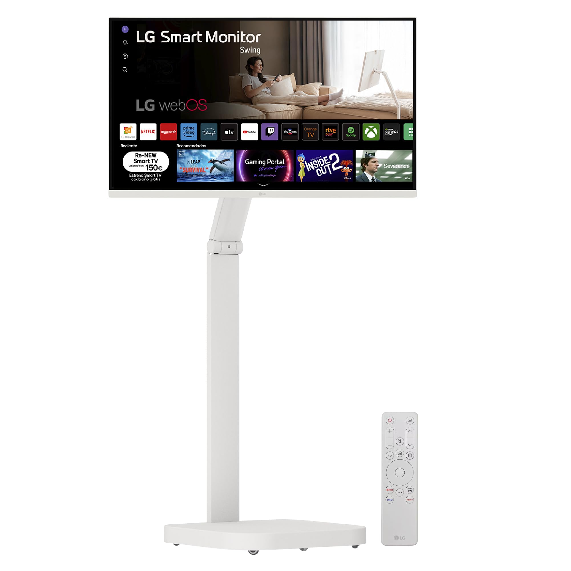 LG Monitor 32U721SAW-W - Blanco | 4K UHD (3840x2160), peana portátil y flexible, IPS, 60Hz, HDR 10, USB-C 60W, Altavoz 2x5W, mando Magic Pointer Remote