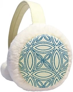 Blue Talavera Ilustração Padrão Decorativo Inverno Aquecedor de Orelhas de Lã para Uso Externo