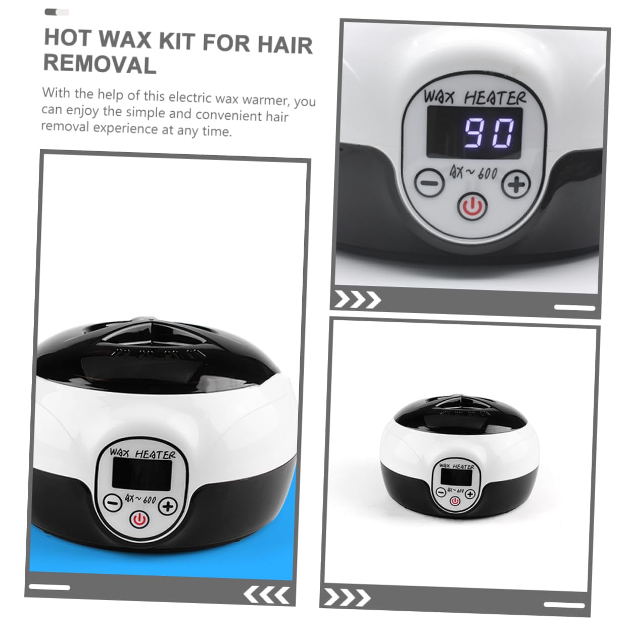 Elektrischer Wachserhitzer Schwarz 145w für Haarentfernung | Abs und Pp, Tragbares Gerät für Spa und Salon, Modernes Design, Kompakte Bauweise