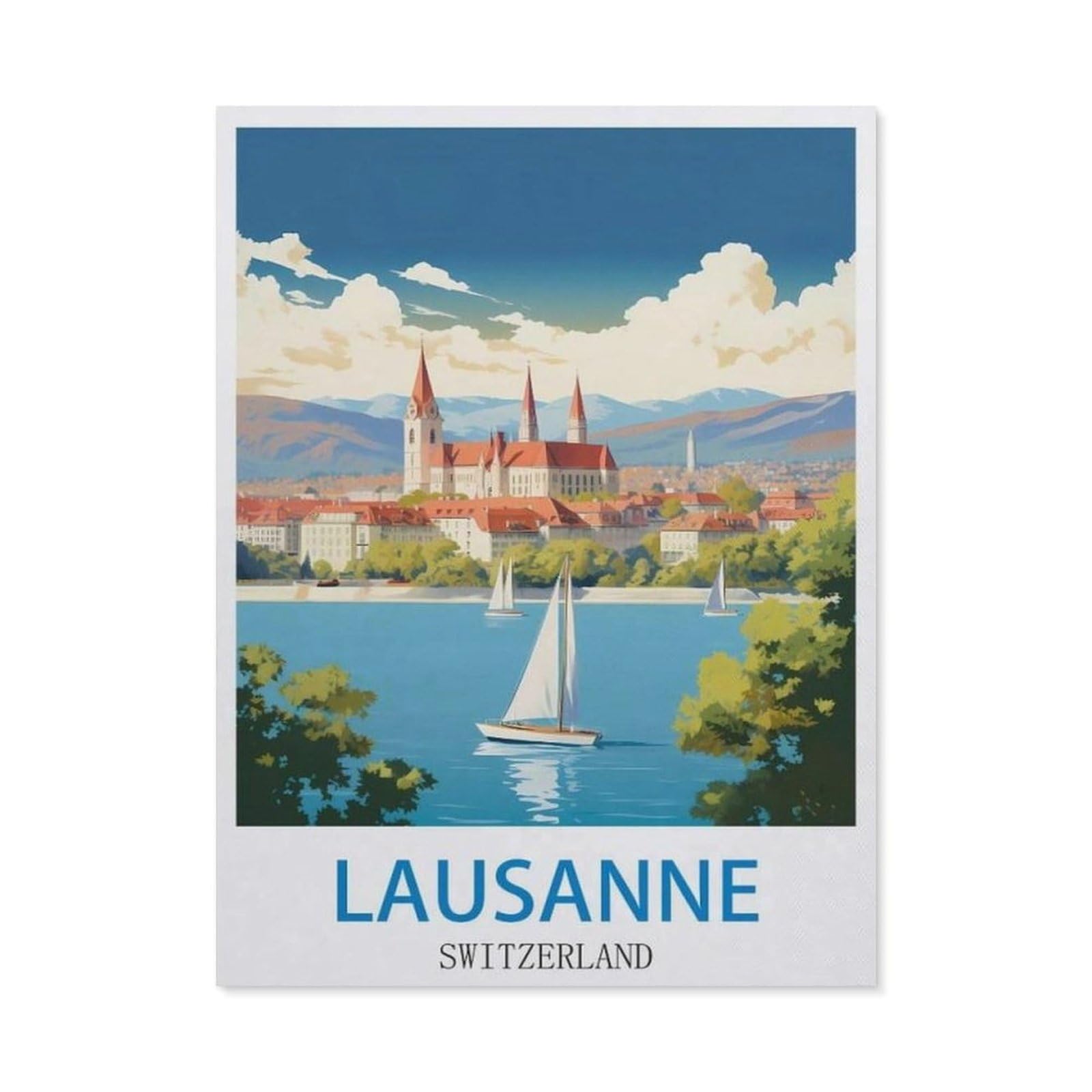 Vintage Metal Tin Sign，Lausanne Switzerland，Bath Room Decor, Nursery Decor, Home Decor, Bathroom Wall Art Tin plaque(15x30cm）6x12 inch-ED64