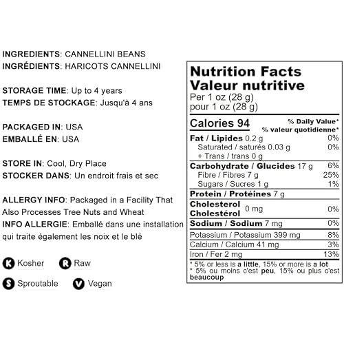 Food to Live - Cannellini Beans, 4 Pounds Dried White Kidney Beans, Sproutable, Vegan, Kosher, Sirtfood, Bulk. Rich in Fiber, Protein. Great for Minestrone Soup, Bean Salad, Stews, White Chili. - Thumbnail 4