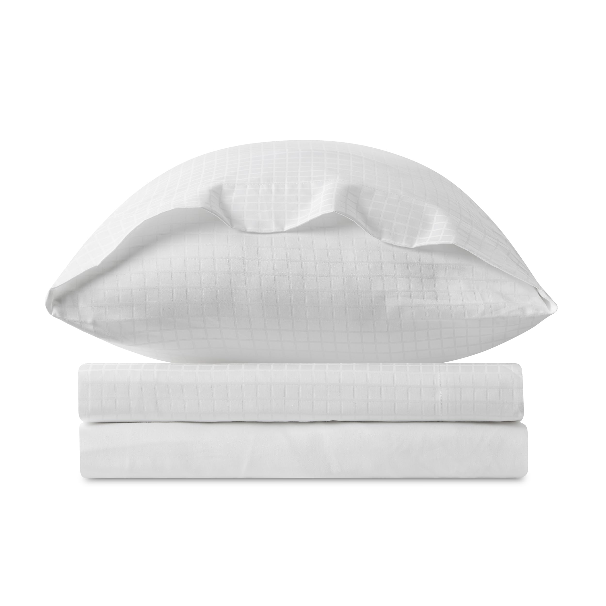 Juego de sábanas de satén Atia color blanco. Cama de 105 cm. 3 piezas