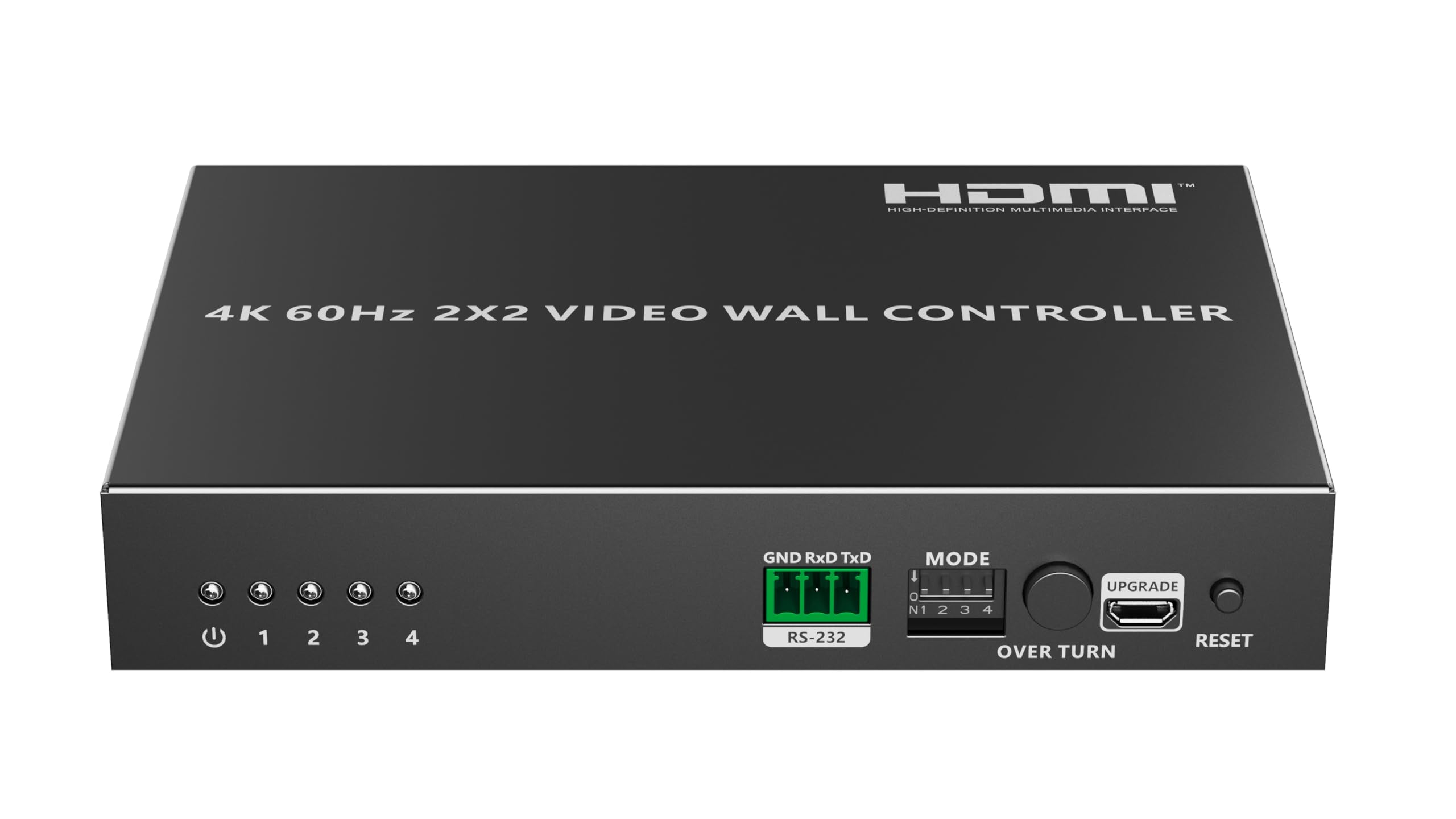 PremiumCord Controller Videowall HDMI 1-4, UHD 4K 2160p 60 Hz, Full HD 1080p, 8 Modalità di Visualizzazione, HDMI 2.0, HDCP 2.2, RS232, DIP Switch, Alloggiamento in Metallo, Nero