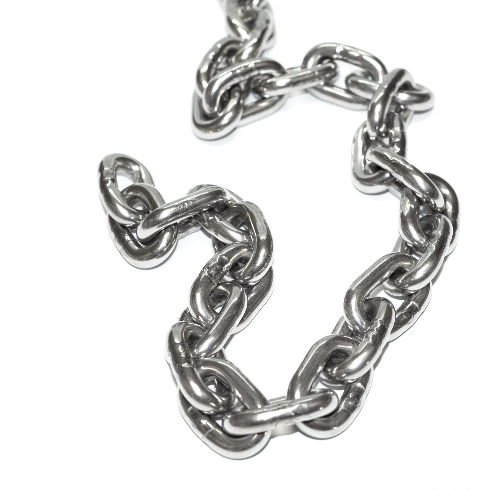 PRIOstahl Cadena de acero inoxidable, eslabones redondos, eslabones largos, eslabones cortos, 2 mm, 8 mm x 1 m, cadena de acero redondo, eslabones para saco de boxeo, silla colgante, cadena de cierre