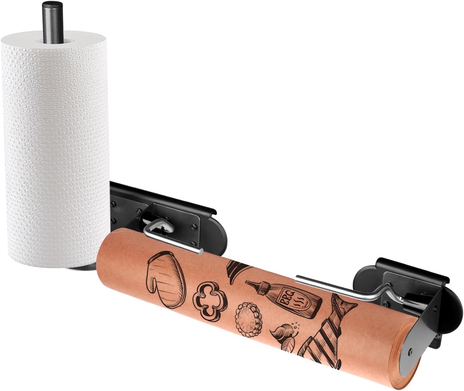 Pop-and-Lock Roll Rack for Traeger, Goldusk Adjustable 2 in 1 Paper Holder for Ironwood/XL,Flatrock,Timberline/XL, Accessories for Traeger Grill Smoker for Aluminum/Foil/Butcher Paper Towel, BAC644