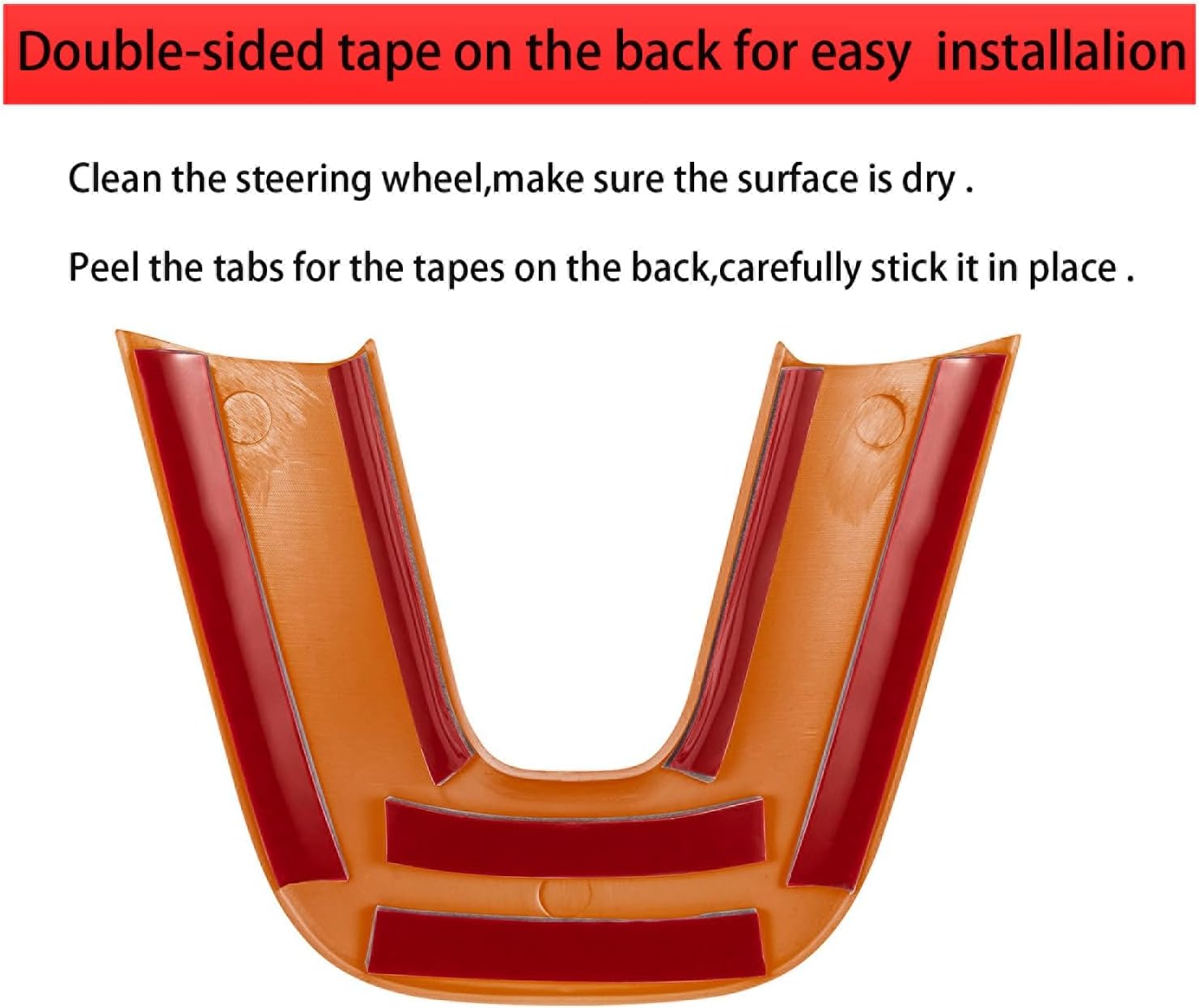 Steering Wheel Decoration Trim Cover ABS Fit for Dodge Challenger Charger 2015-2024,for Durango Jeep Grand Cherokee SRT8 2014-2024 Accessories 3pcs (Orange) image 4