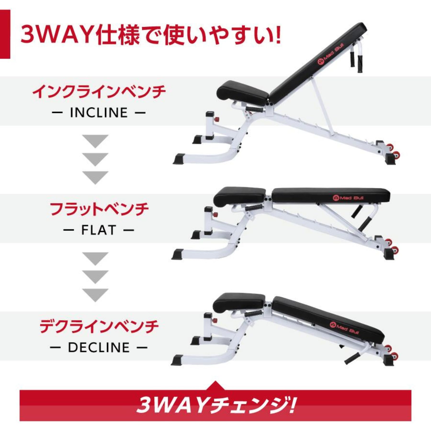Amazon.co.jp: マッドブル トレーニングベンチ マルチアジャスタブル
