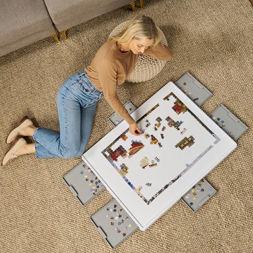 1500 Pieces Rotating Plastic Puzzle Board with 6 Storage Drawers & Protective Cover – Jigsaw Puzzle Table for 1500 Pieces - for Adults & Families Home Entertainment & Puzzle Building - image 7