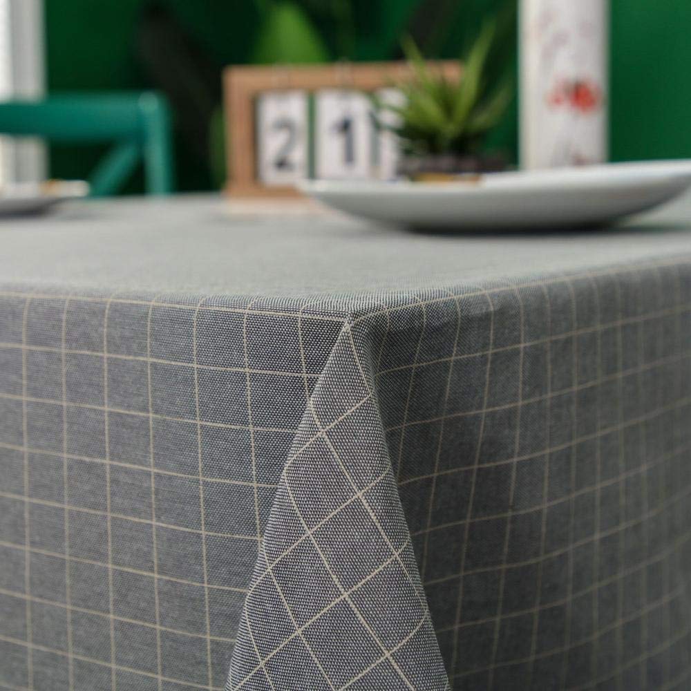 Antitache Lavable Nappe Rectangulaire Linge de Coton Nappes Tissu de Table Ornements Design Gris 140 × 240cm