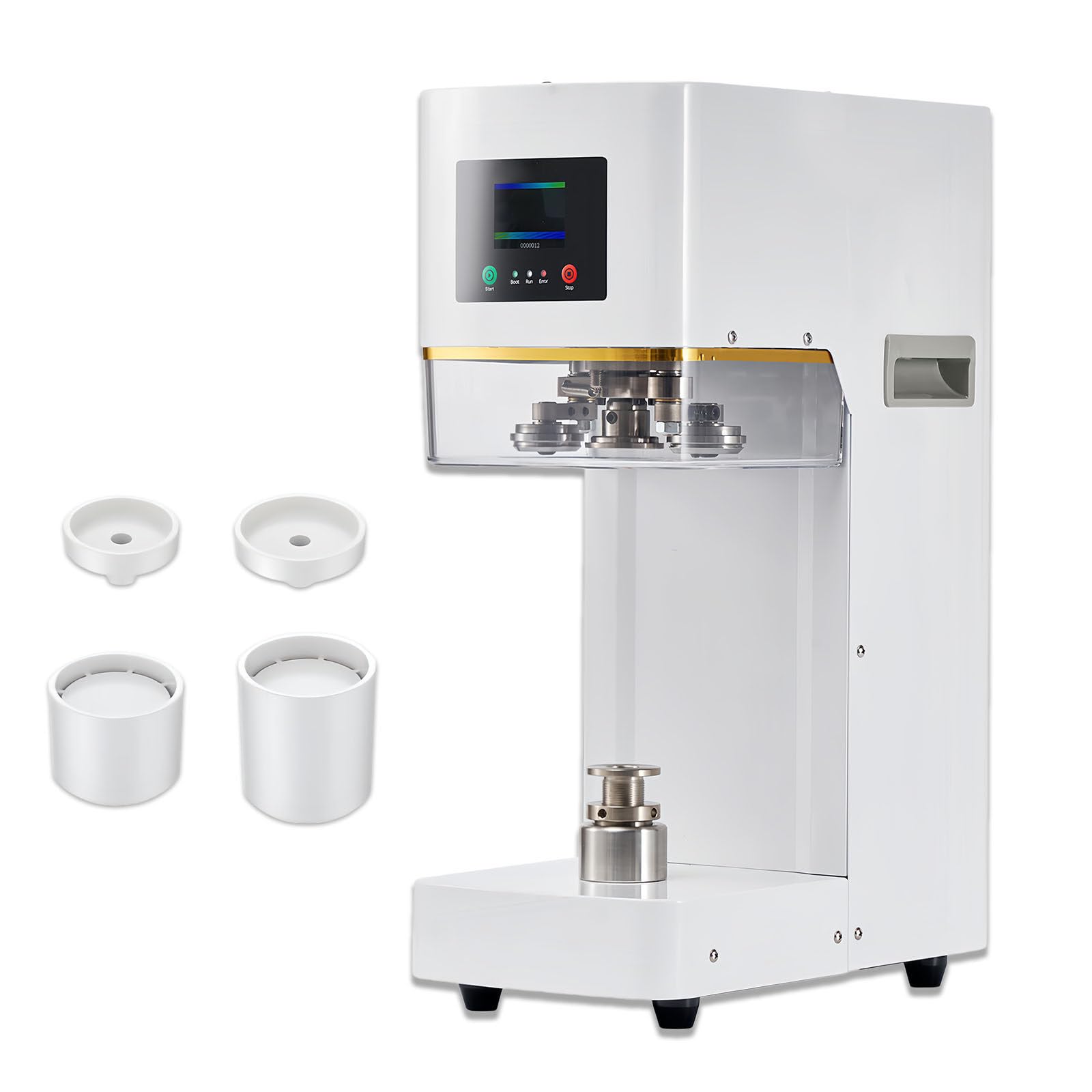 YNIYUJKL Automatic Can Sealing Machine, Electric Cup Sealer, Commercial Tin Can Sealer With Counter, 140W, Compatible With 55Mm Diameter Cans,White