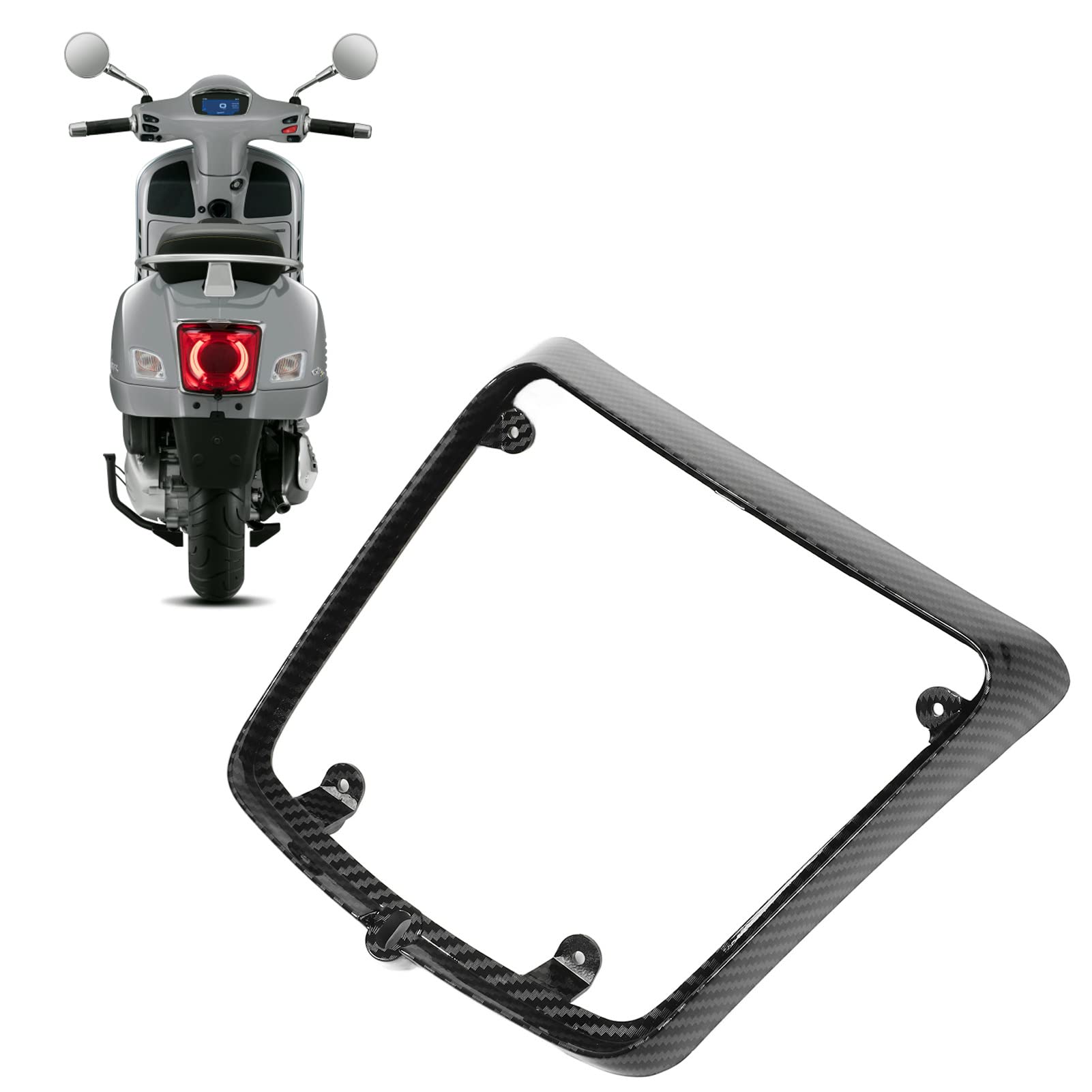 Akozon Trim del Fanale Posteriore del Motociclo, Copertura Protettiva per Fanale Posteriore per Moto Sostituzione per GTS 250 300 GTV 300 2019‑2021(Stile in Fibra di Carbonio)