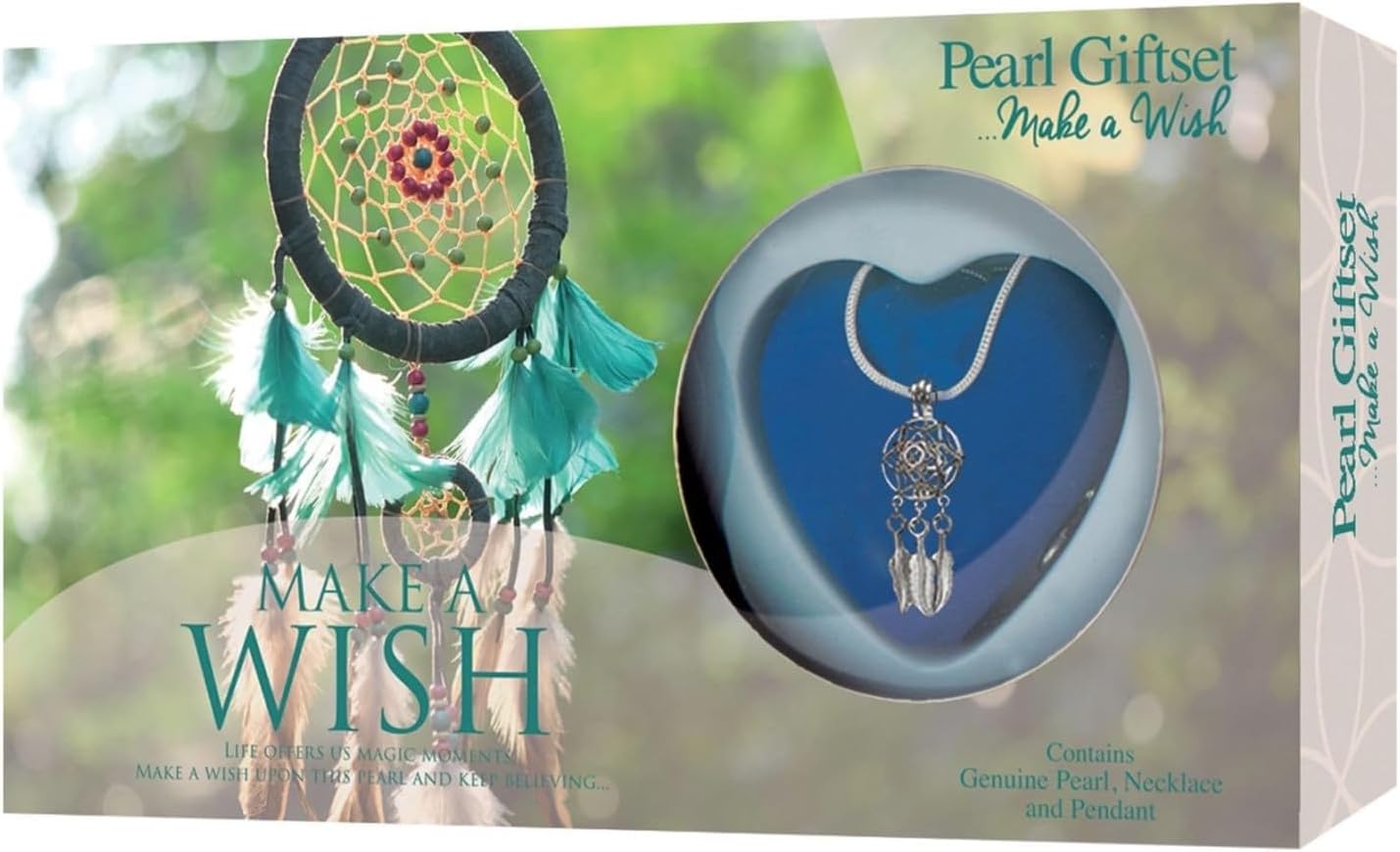 Widdle Gifts Wish Pearl Kit Love Creations Kit, Heart Cage Locket Necklace, Pendant Necklace Jewelry Gift, Cultured Pearl Oyster Necklace with Box Pearl in Oyster for Women Girl (Dreamcatcher 4581)