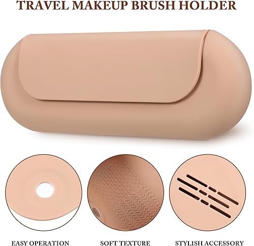 Miniatura 7 de FOMIYES Estuche para brochas de maquillaje de viaje, suave y portátil, con cierre magnético anticaídas, bolsa de silicona para brochas de maquillaje