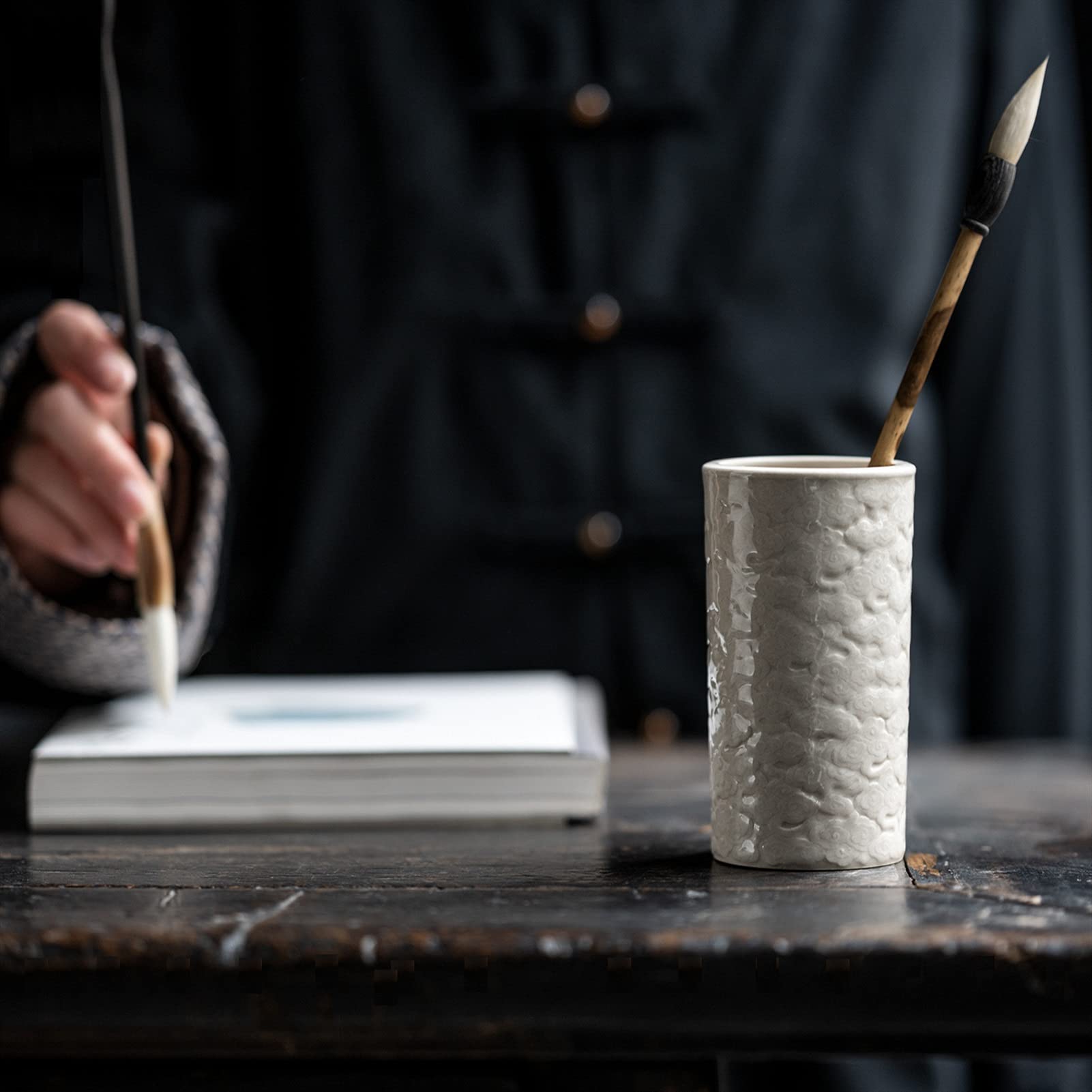 Tazza di penna in ceramica in ceramica decorativa,porta penna,supporto per la scrivania,tazza di matita modello nuvole per ragazze bambini