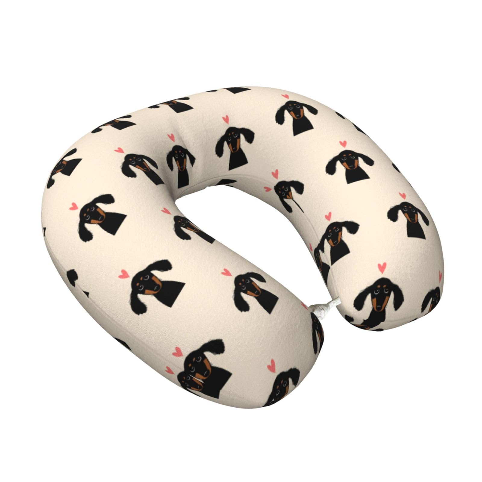LKYMOH Dachshund Puppy Love, Travel Neck Pillow U-Shaped Memory Neck Support Soft Comfortable With Washable Cover For Airplane Car Traveling and Office