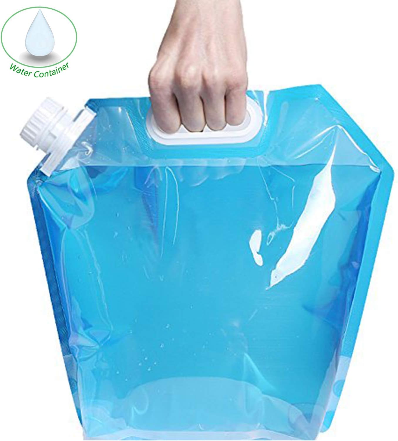 JUNMO Water Container, 5 litres/1.25 Gallon Collapsible Water Tank Water Carrier- Food Grade (1.25 Gallon)