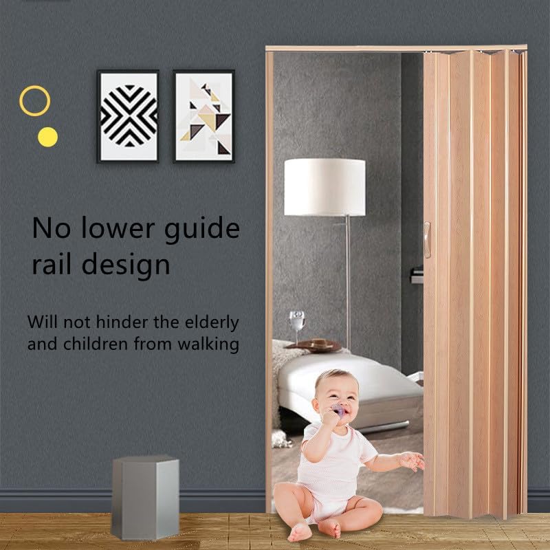 portable oak 32inx80in accordion doors interior,retractable pvc bifold sliding multifold compact accordion folding closet doors for doorway,bedroom (oak,32in*80in) oak 32in*80in