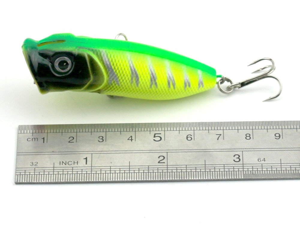 6 pcs Popper flottant Leurre de 11,8 G6.5 cm artificielle Leurres de pêche kit 3d Pêche Yeux Popper Crankbait Vibe NE coule pour Leurre basse truite Doré Jaune Redfishsurface Topwater dur