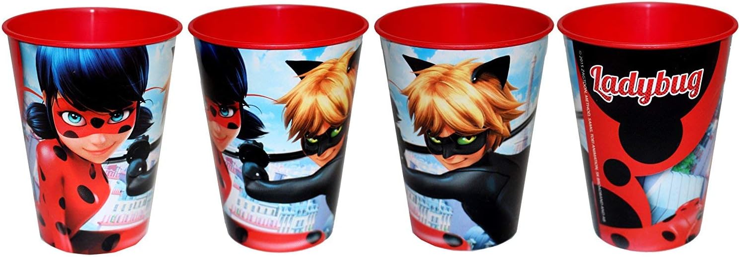 Miraculous Lady Bug Cat Noir Juice Tumblers, 4-Piece Set