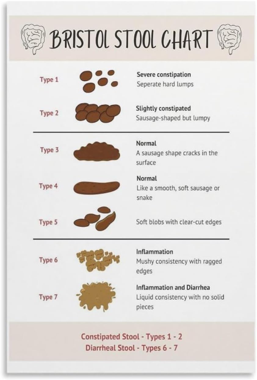Bristol Stool Chart Diagnosis Constipation Diarrhea （5） Canvas Poster Wall Art Decor Print Picture Paintings for Living Room Bedroom Decoration Unframe-style 08x12inch(20x30cm)
