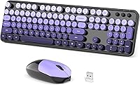 Vista 14 de Combo de teclado y mouse inalámbricos, 104 teclas redondas de tamaño completo de 2.4 GHz, teclados coloridos, receptor USB Plug and Play