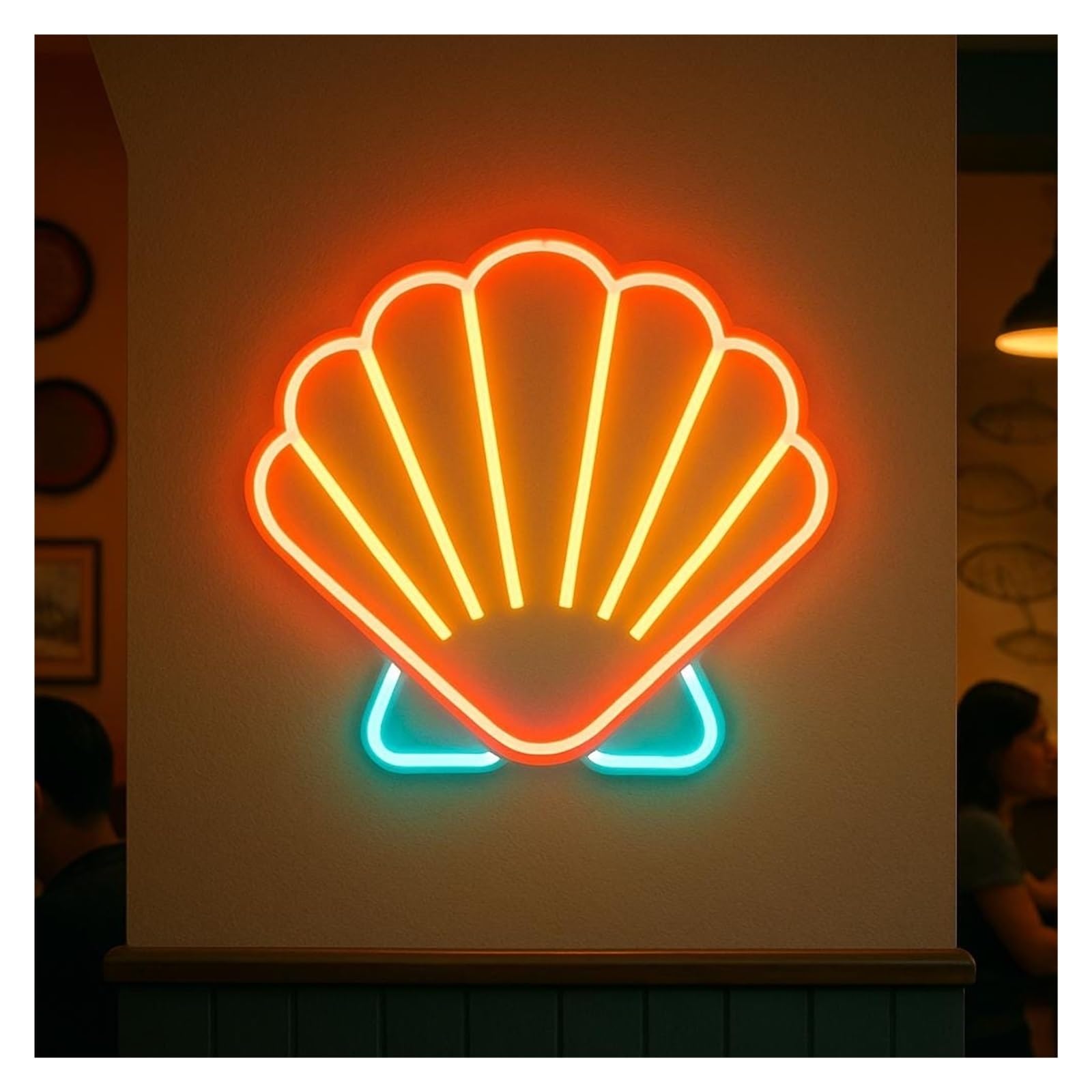 Insegna al Neon LED Insegna Al Neon Capesante, USB/Alimentata, Per Ristorante Di Pesce E Arredamento In Famiglia Costiera 48cm/18.9in